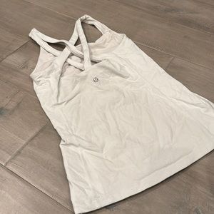 White lululemon workout exercise top with built in bra